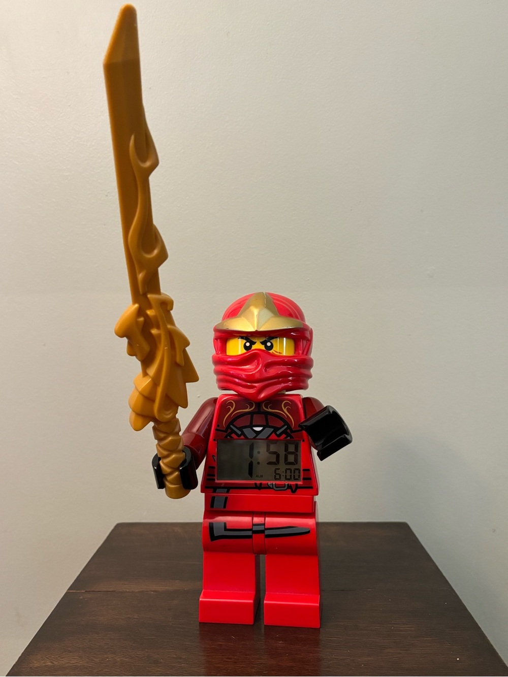 LEGO Ninjago Kai Alarm Clock Red Gold Figure  Sword Dig.Alarm Clock 2012 Works!